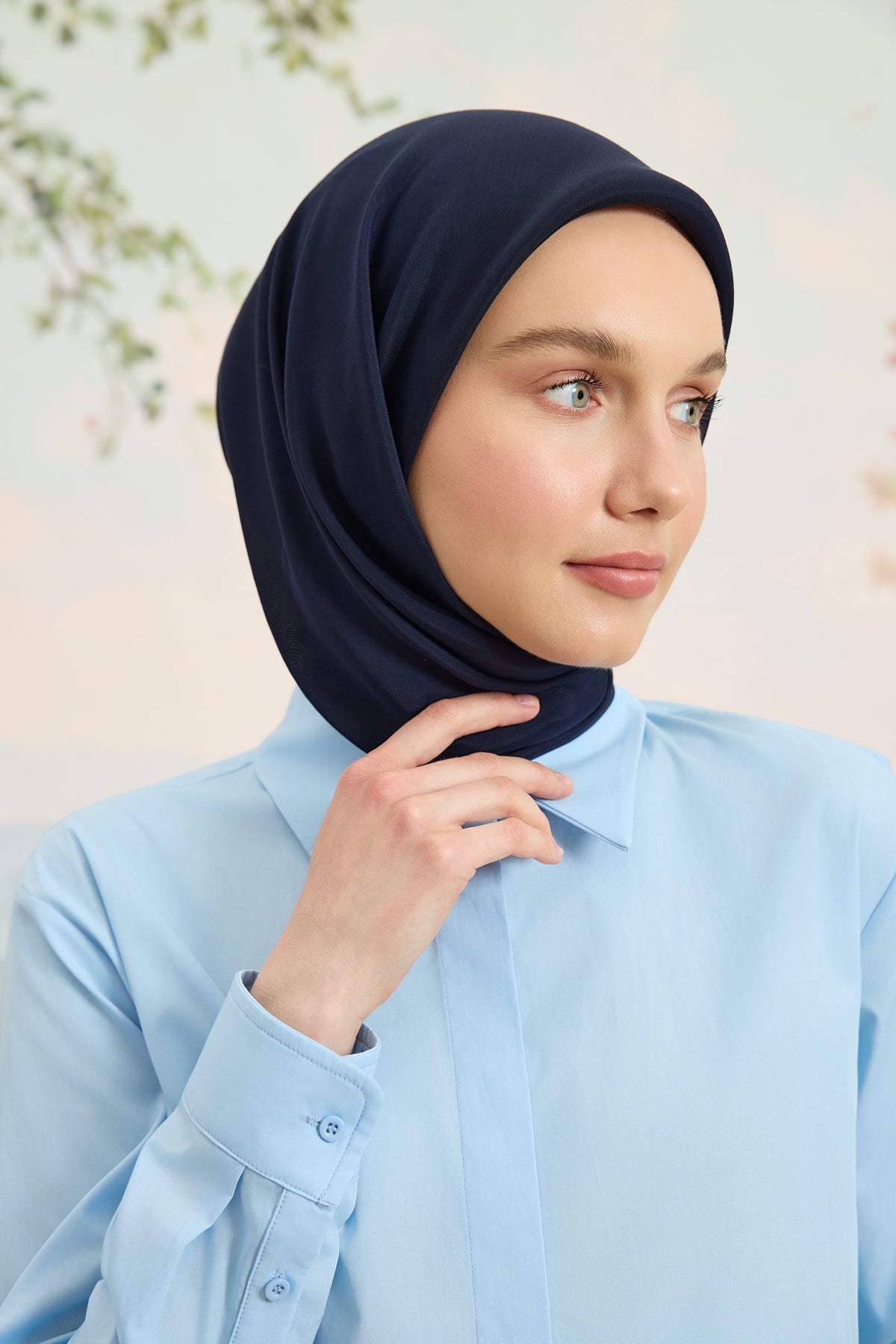 Floş Viskon Düz Eşarp Lacivert
