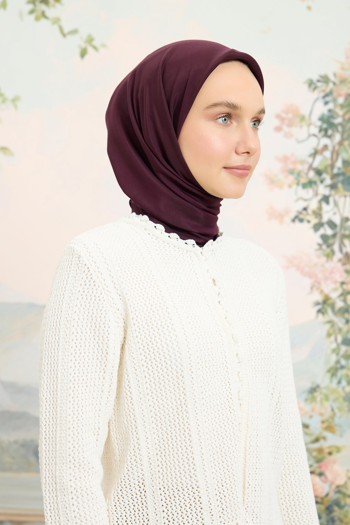 Floş Viskon Düz Eşarp Mürdüm