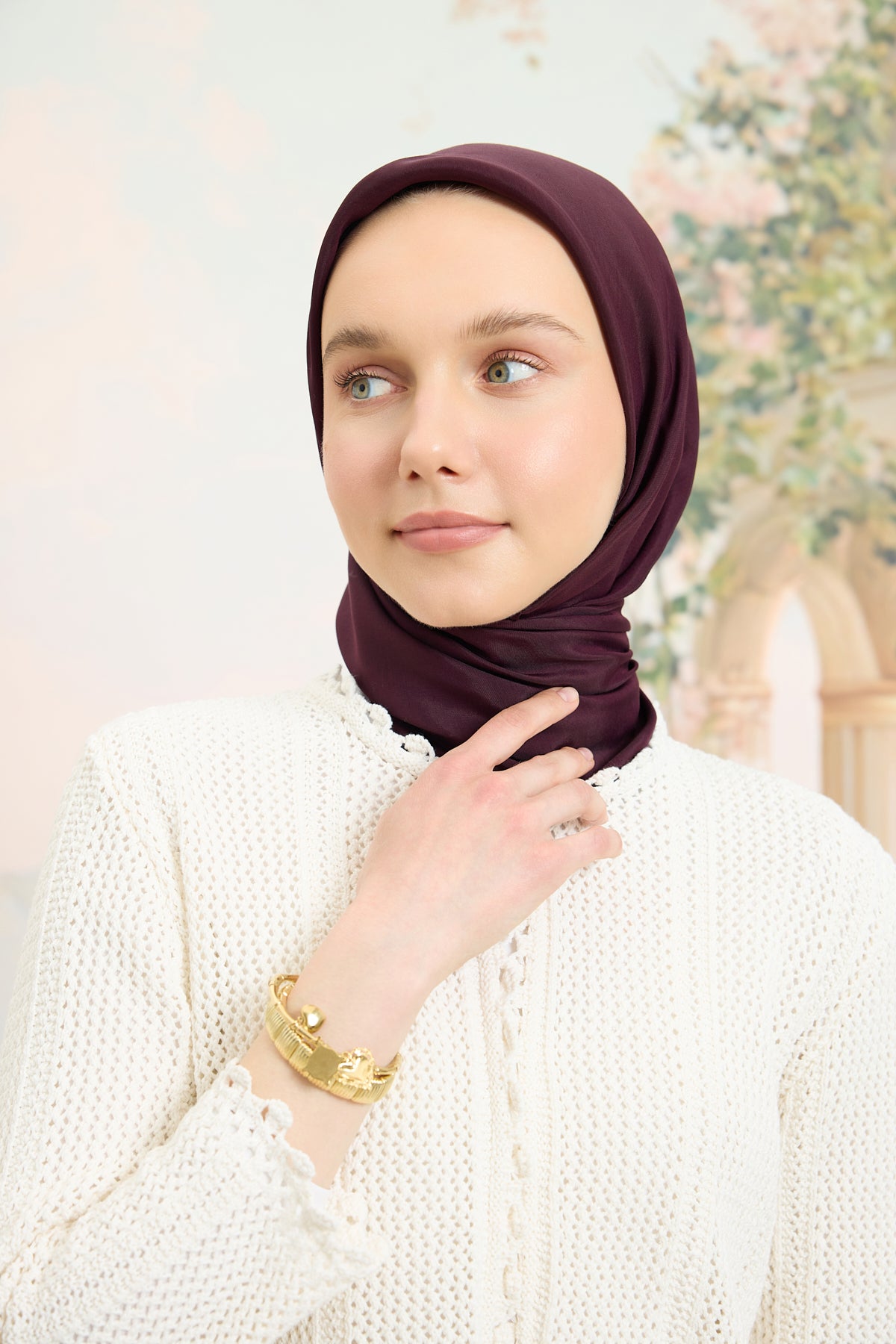 Floş Viskon Düz Eşarp Mürdüm