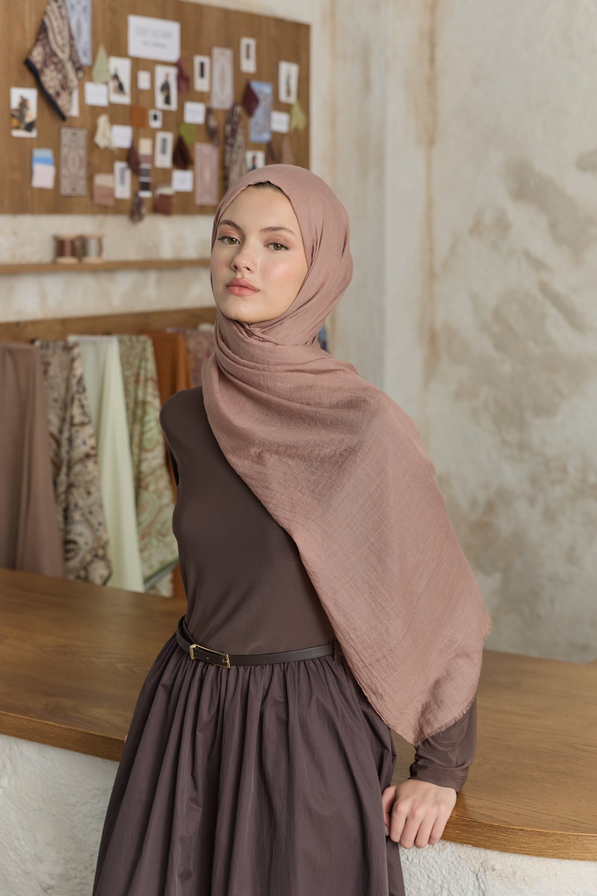 Soft Line Pamuk Şal Gül Kurusu