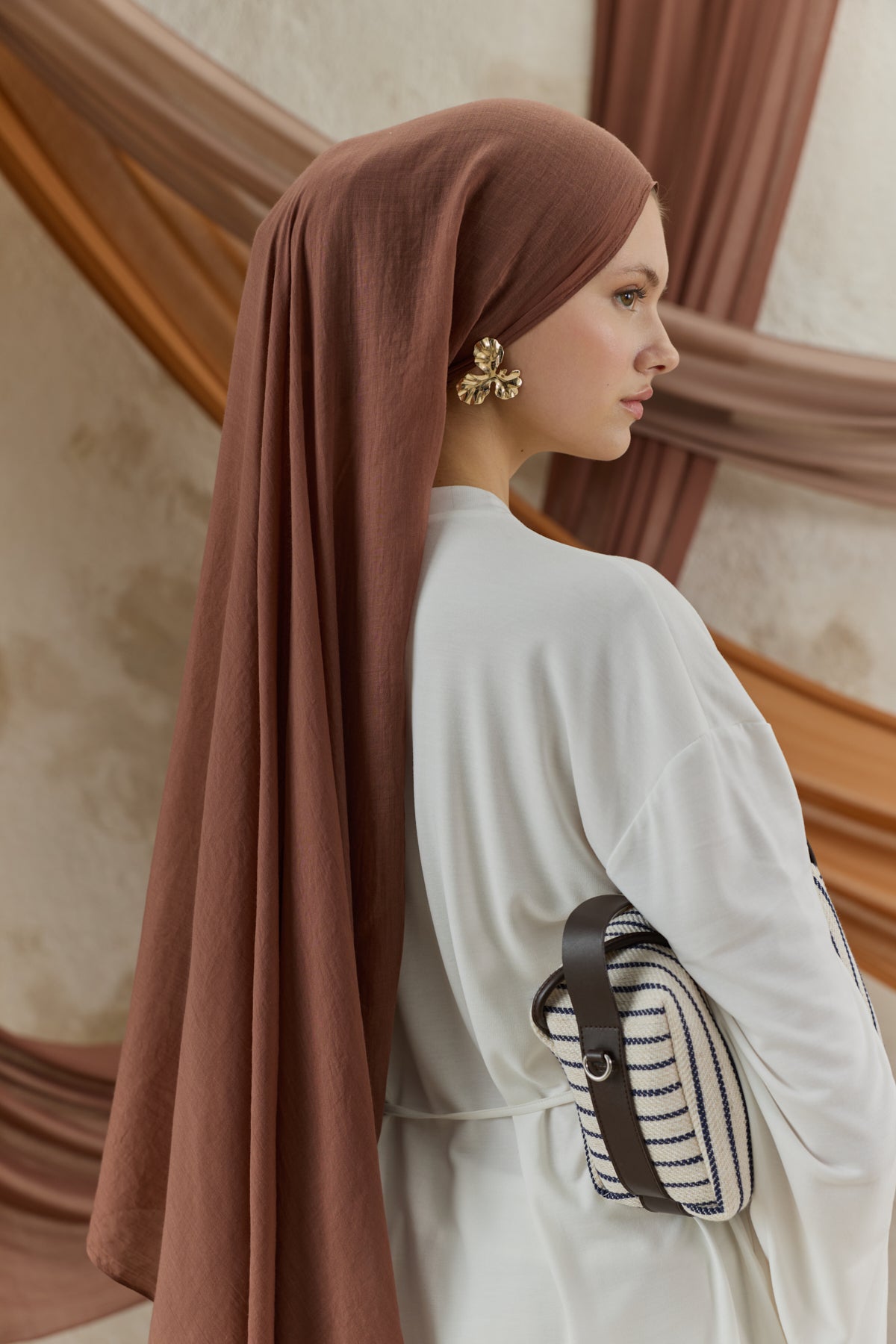 Soft Line Pamuk Şal Kestane