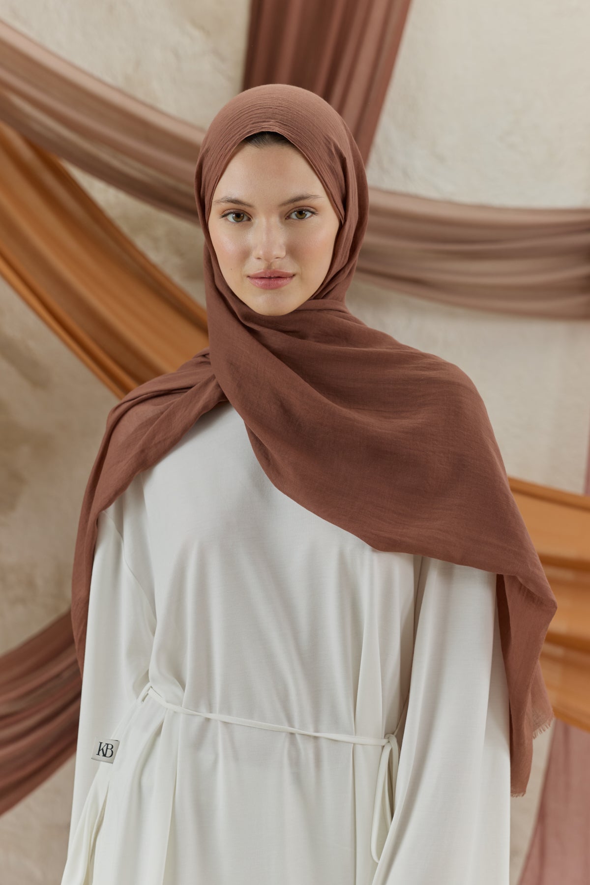 Soft Line Pamuk Şal Kestane