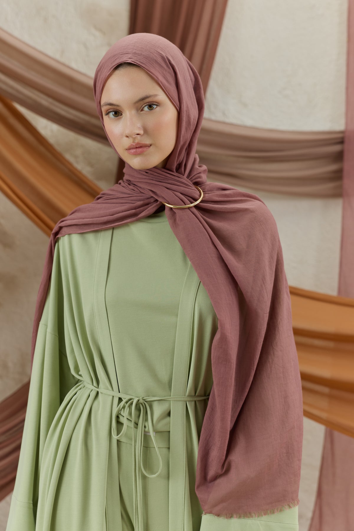 Soft Line Pamuk Şal Mürdüm Eriği