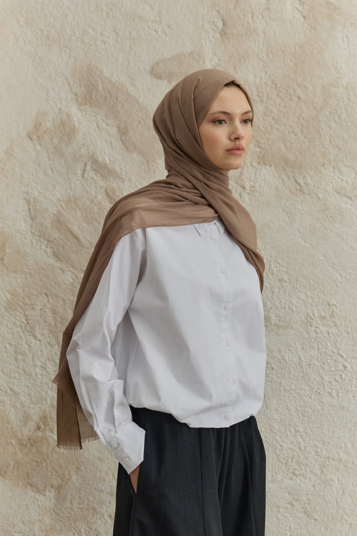 Soft Line Pamuk Şal Sütlü Kahve