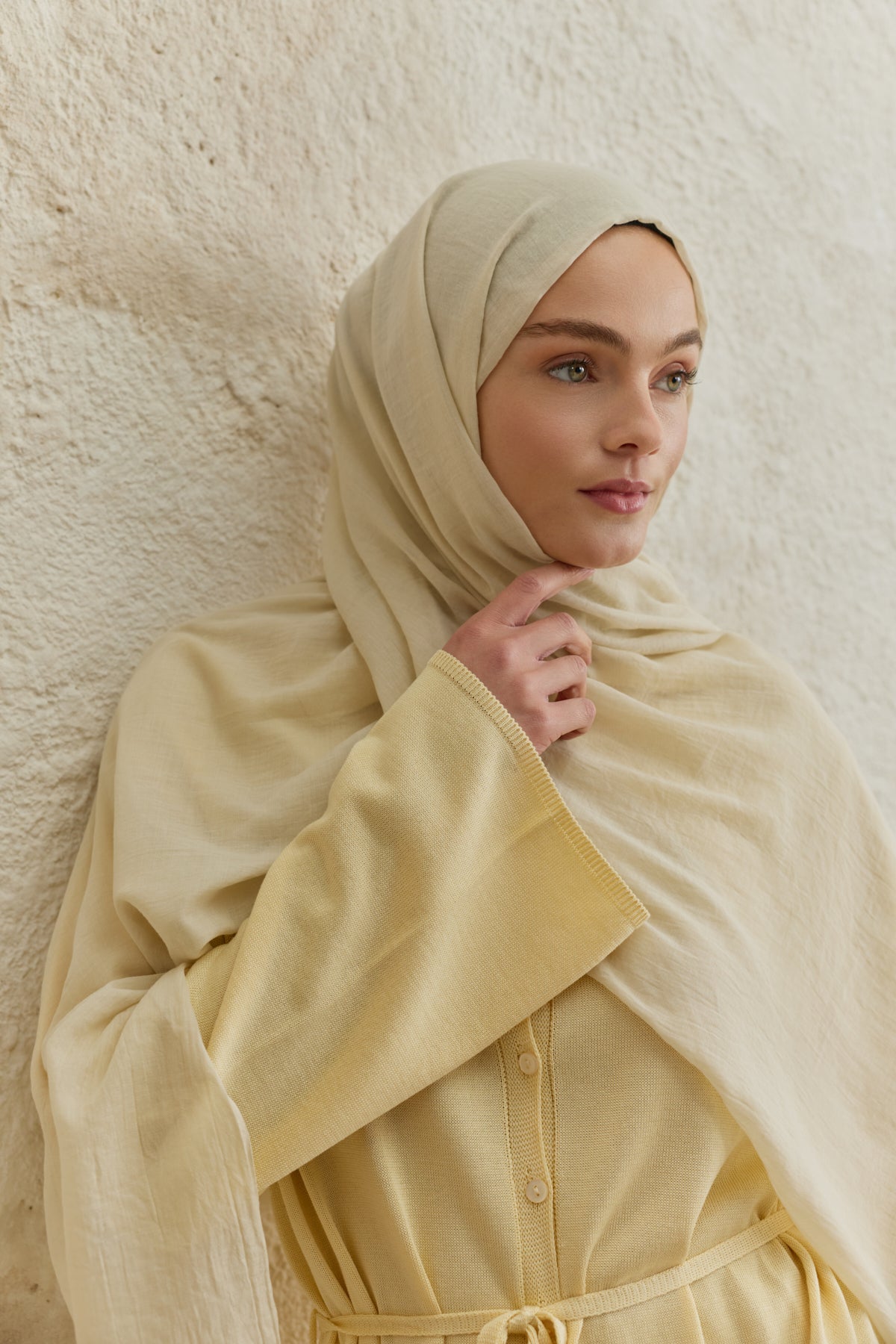 Soft Line Pamuk Şal Uçuk Sarı