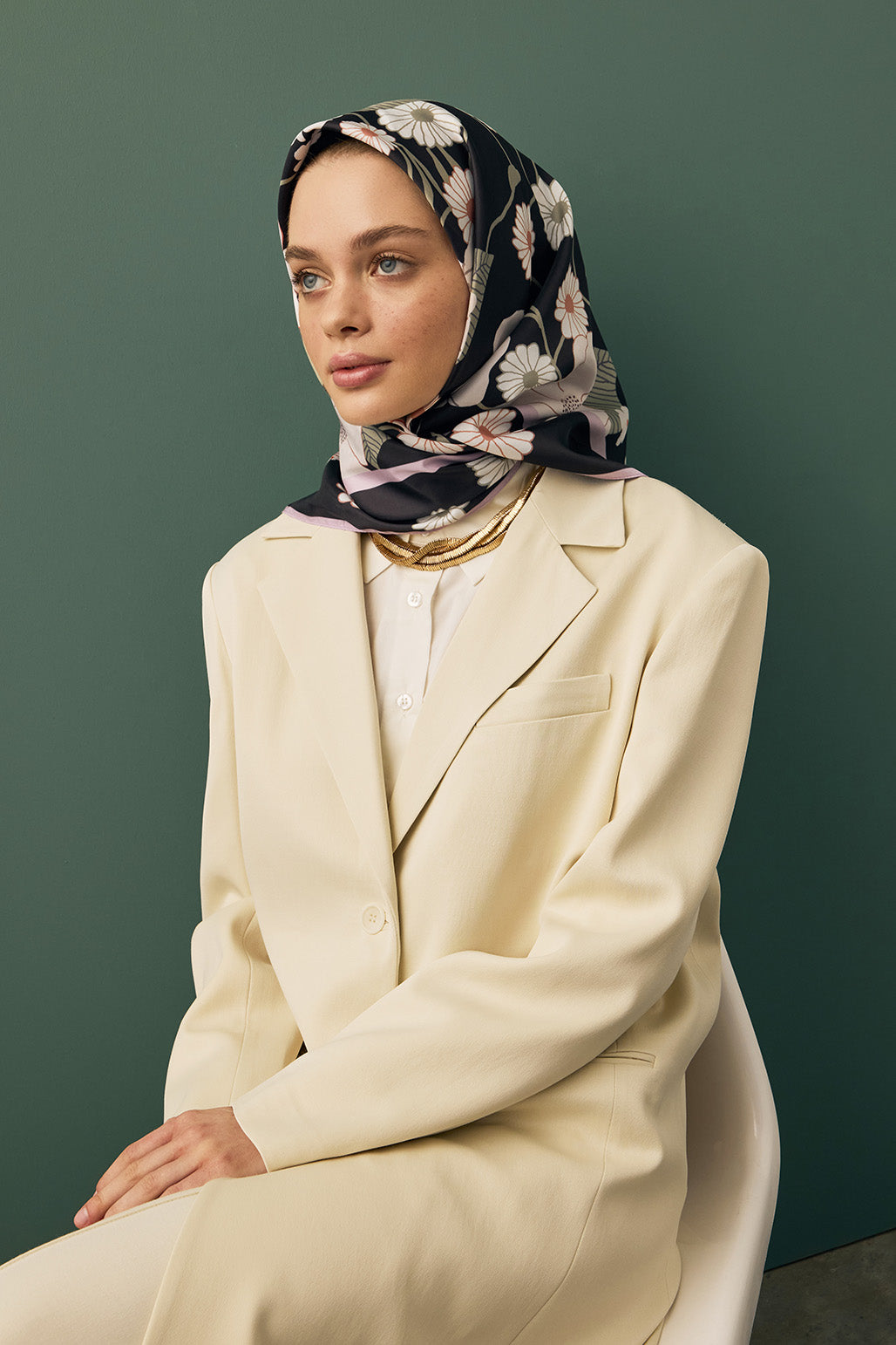 Twill İpek Eşarp Botanik Desen