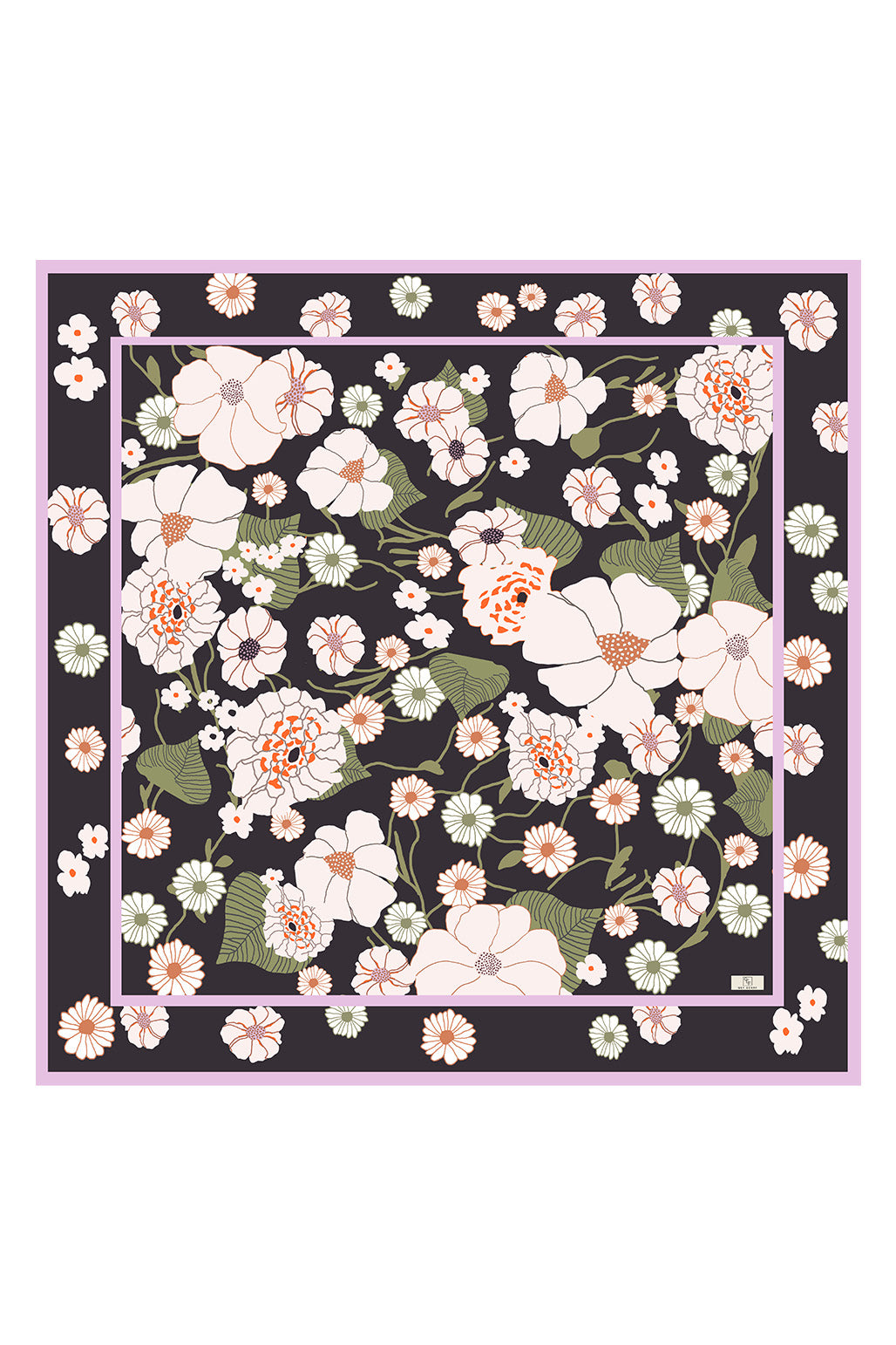 Botanik Desenli Twill İpek Eşarp