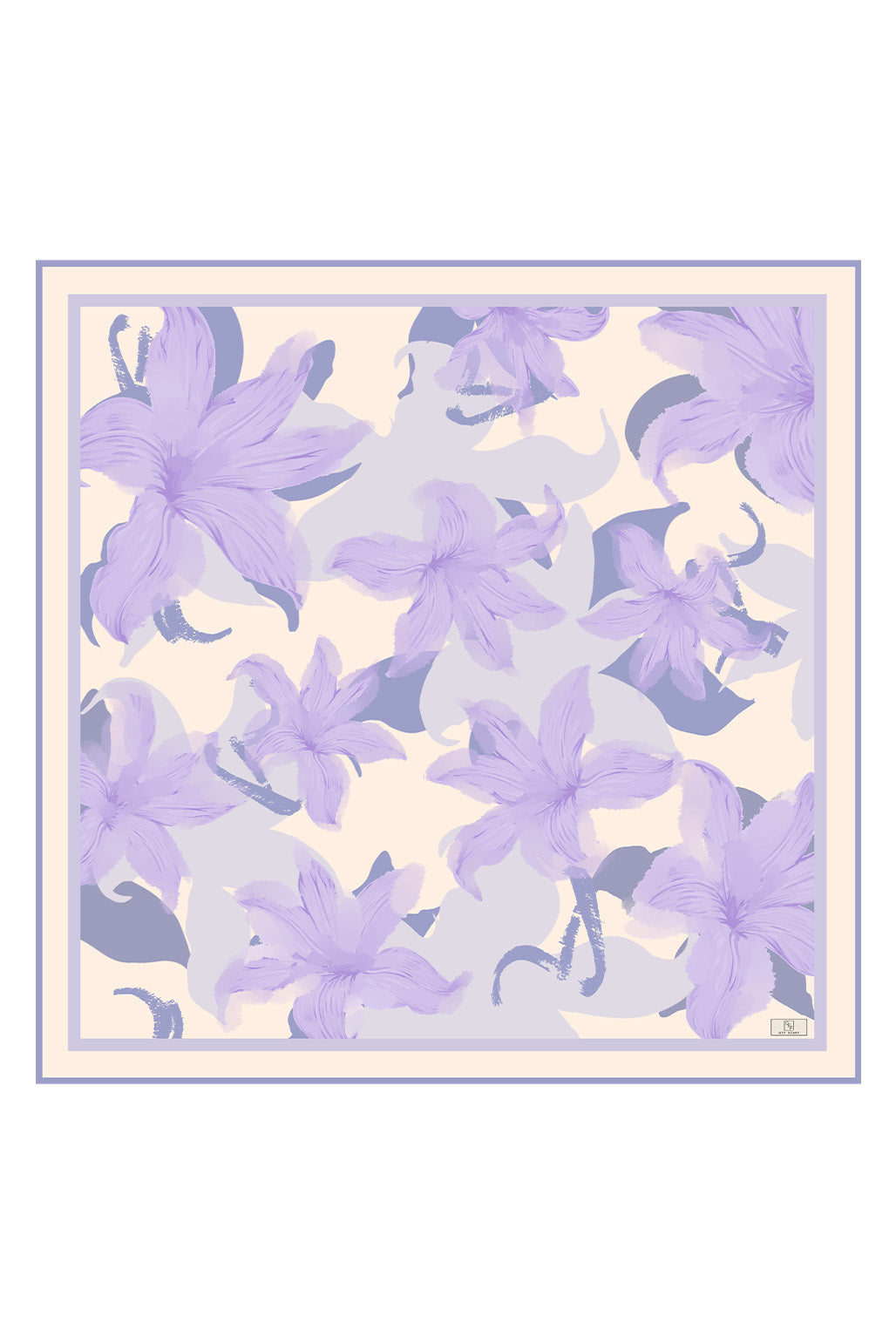 Floral Desenli Twill Eşarp Mor
