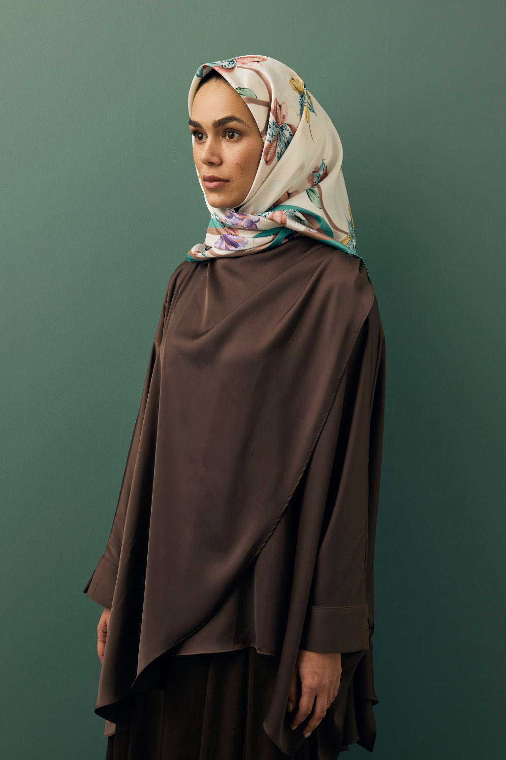Desenli Twill İpek Eşarp