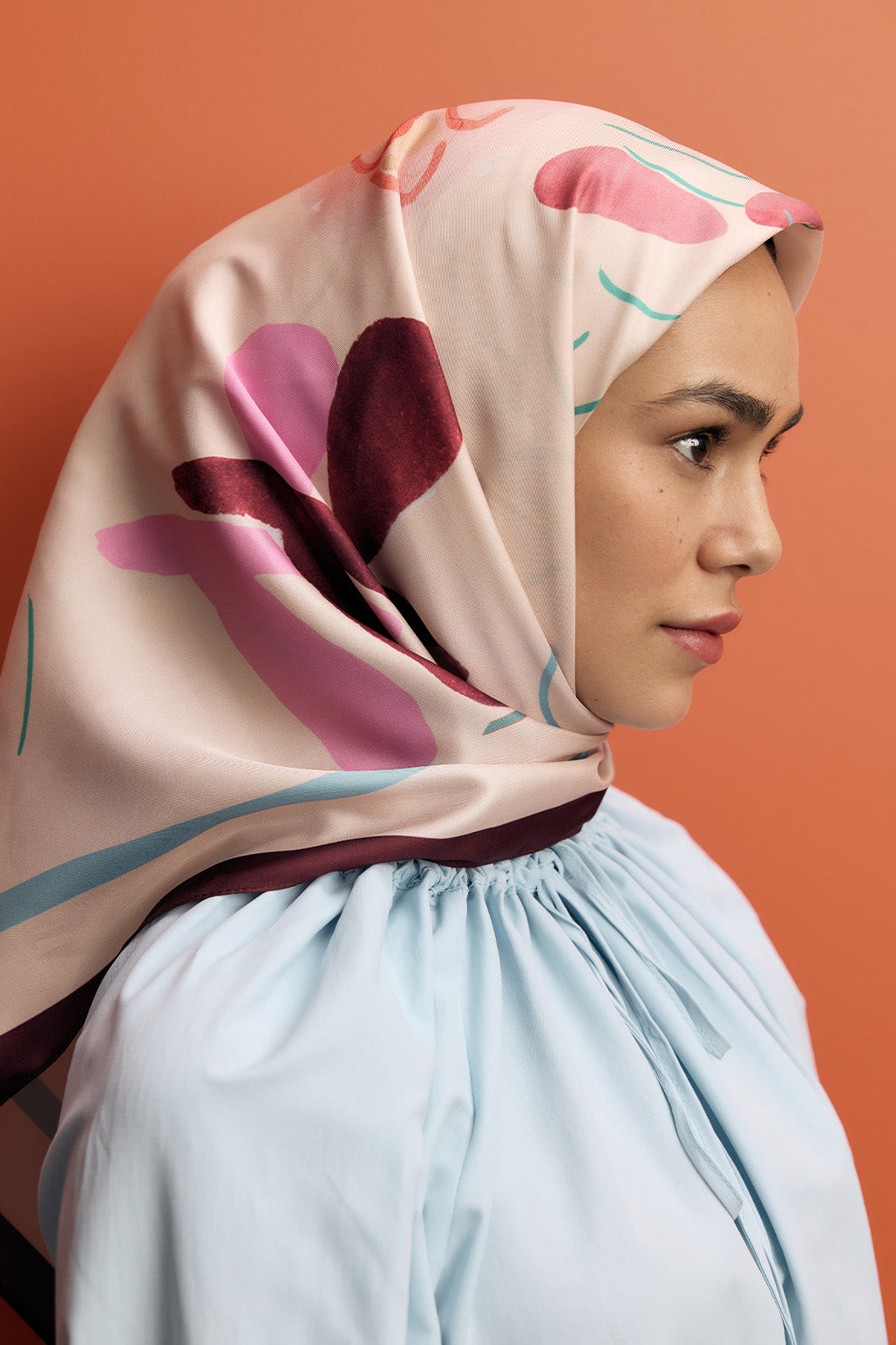 Desenli Twill Eşarp Sunset