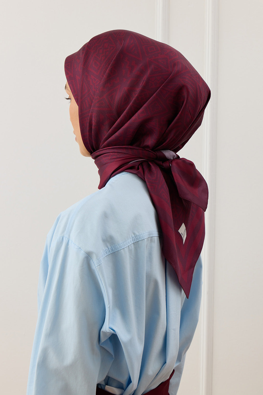 Twill İpek Eşarp Bordo Tina Modeli