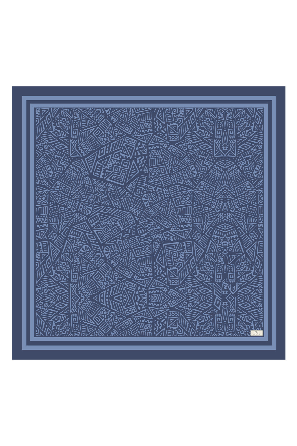 İndigo Desenli Twill İpek Eşarp