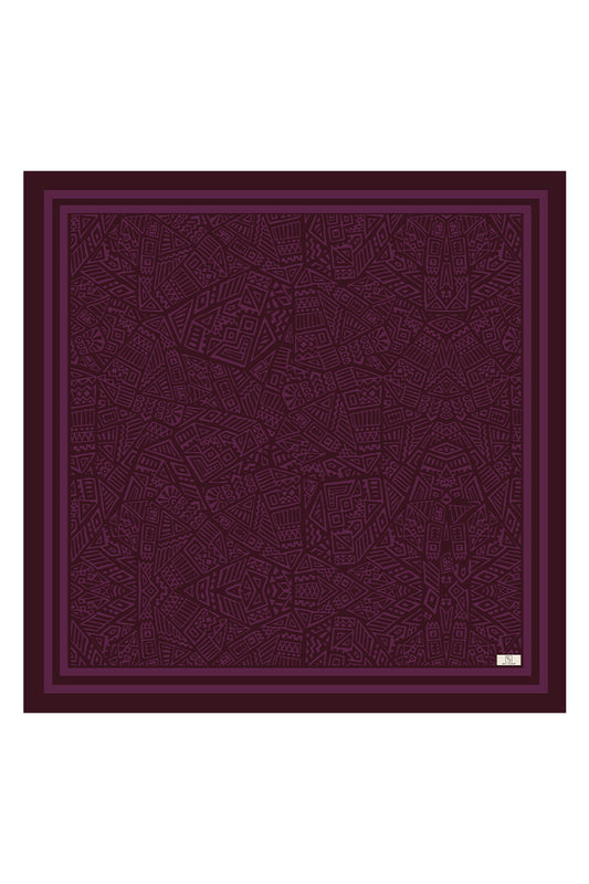Desenli Twill İpek Eşarp Mürdüm