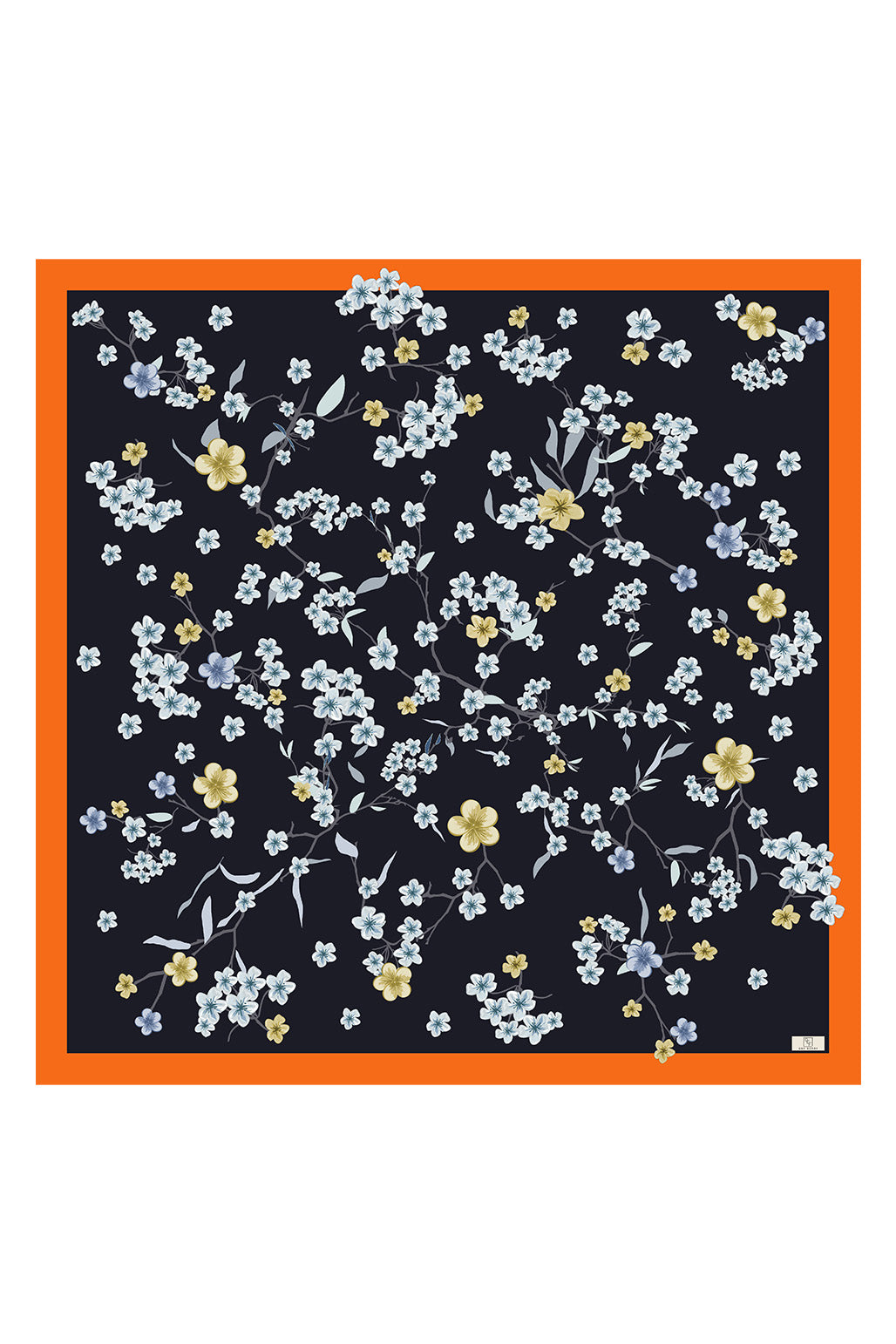 Çiçek Desenli Twill İpek Eşarp